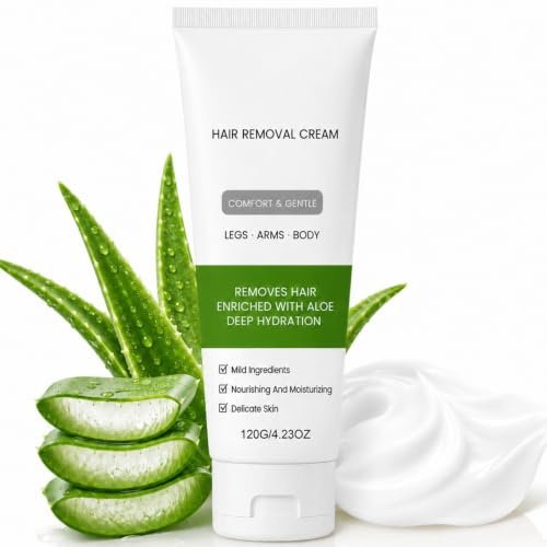 Hair Removal Cream for Women & Men, 120g Sensitive Skin Hair Removal Cream | Facial Depilatory Cream, Gentle Aloe & Jojoba Formula for Underarms, Arms, Legs & Bikini Line, Smooth Skin in Minutes