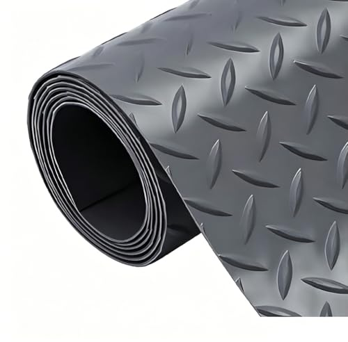 Rotolo di pavimento antiscivolo in PVC, resistente, per garage, officina, magazzino, rimorchio, palestra e capannone, rotolo di pavimento in vinile (grigio, 1,5 mm, larghezza 1,3 x lunghezza 1 m)