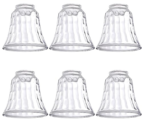 Ceiling fan light covers, Ceiling fan globes replacement glass, Light fixture replacement glass, Dysmio Lighting Replacement Shade Height: 4.75, Depth: 4.75, Width: 4.9 Fitter size 2.25, 6 Pack
