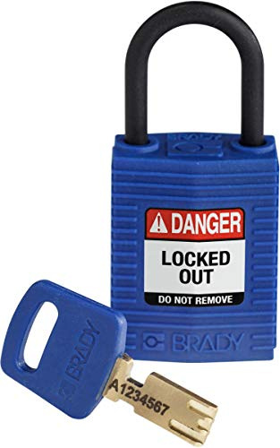 Brady (CPT-BLU-25PL-KD) Cadenas de condamnation SafeKey Compact Nylon avec anse en Nylon 25.00 mm Bleu KD - Clé différente 1 Pièce(s)