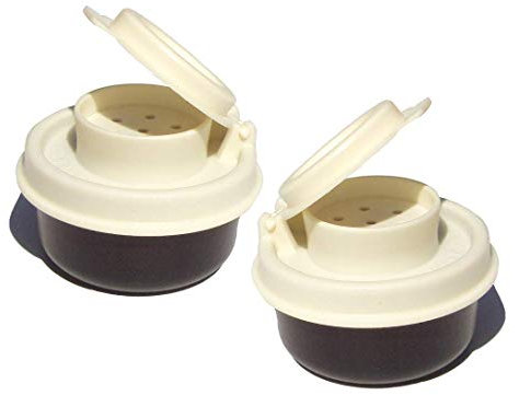 Tupperware Smidgets Mini salière et poivrière en noir et blanc cassé