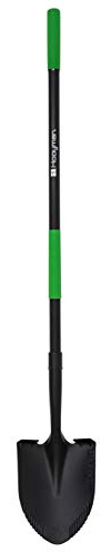 Hooyman Digging Shovel with Heavy Duty Carbon Steel Head Construction, Ergonomic No-Slip H-Grip, Oversized Steps, and Serrated Blades for Gardening, Land Management, Yard Work, Farming and Outdoors