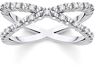 THOMAS SABO Ring Kugeln mit weißen Steinen 925 Sterling Silber TR2318