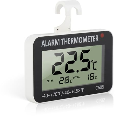Kühlschrank-Thermometer, digital thermometer Mit Gut Lesbarem LCD-Anzeige Lesen Perfekt, Gefrierthermometer mit Alarm für Küche, Haushalt, Restaurants