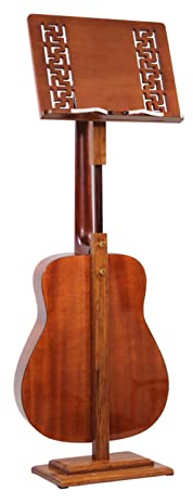 Notenständer LIU- Bambus Gitarren-Instrumentenaufhänger, Höhenverstellbar, Mit Tragetasche, Für Ukulele, Violine, Orchester, Braun (Color : Hollow Bookplate)