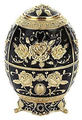 Zahnstocherhalter im Vintage-Design, aus Metall, Fabergé-Stil, Zinklegierung, Zahnstocherspender (schwarzes Blumenmuster)