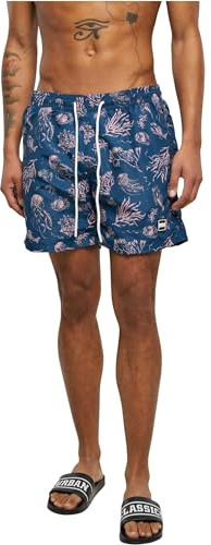 Urban Classics Badbyxor för män mönster badshorts, badbyxor för män med mönster, finns i många färgvarianter, storlekar XS-6XL, Nautisk mopp, 4XL