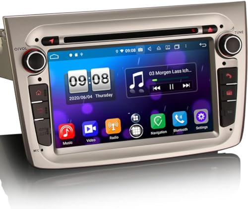 Erisin 8-Core 4GB RAM + 64GB ROM Android 14 Autoradio Navigatore GPS con Schermo di Tocco e Lettore DVD per Alfa Romeo Mito Supporto 7 Pollici Supporta BT Integrato CarPlay Android Auto DSP DAB+ WiFi