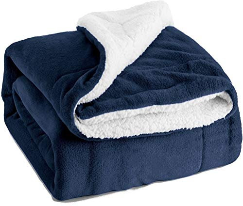 Verdickte Woll-Kaschmir-Decke, Fannel-Decken, Fleece, super warm, weich, Überwurf auf Schlafsofa, Decke (Blau, 150 x 200 cm)