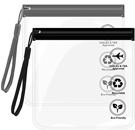 CNMTCCO Clear Travel Toiletry Bags, Airport Security Liquids Bags for Toiletries 20x20cm TSA Approved,Travel Accessories Makeup Holiday Essentials Luggage for Men Women