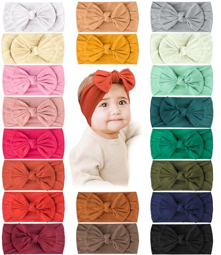 Prohouse 20PCS Baby Nylon Headbands Hairbands Hair Bow Elastics for Baby Girls Newborn Infant Toddlers Kids