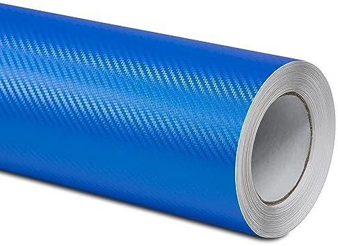Folindo® Autofolie 3D Carbon Folie Auto Blau (15€/m²) | 100 x 152 cm | Carbonfolie für Innenraum & außen | Selbstklebende Matt Glanz Luftkanal Folie zur Auto Folierung | Blasenfrei