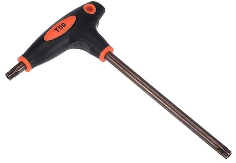 CoCud Llave Torx a Prueba Manipulaciones T50 Torx Acero S2 con Mango en Forma T y Cabeza Estrella Negra (para Reparaciones Básicas en el Hogar y Mantenimiento Mecánico) 1Ud