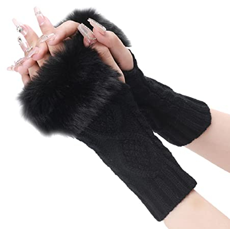 Black of Friday 2024 Fingerless Mittens For Women Thermal Fingerless Gloves Black Costume Gloves Men Cream Fluffy Mittens Winter Gloves Multipack Adult Deal of The Day Prime Today Clearance Items