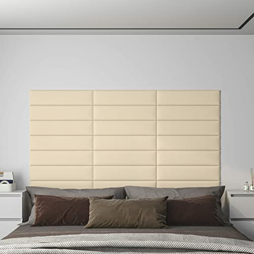 CIADAZ Wandpaneele 12 Stk Deckenpaneele, Wanddeko, Styropor Platten, Wohnkultur, Creme 60x15 cm Stoff 1,08 m²