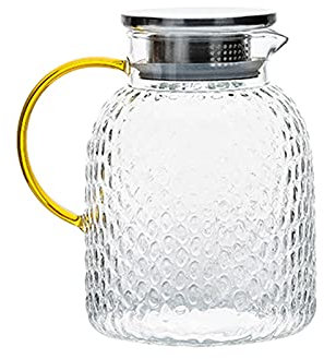 Wasserkaraffe Glaskrug mit Deckel Eistee Tee Pitcher Wasserkanne Heißer kaltes Wasser EIS Tee Wein Kaffee Milch und Saft Getränke Carafe Wasserkrug