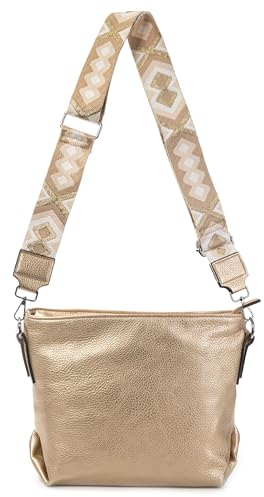 Damen Tasche Shopper Hobo Bags Crossbody Schultertasche Umhängetasche Handtasche Gürteltasche Crossover Kunst Leder Gold