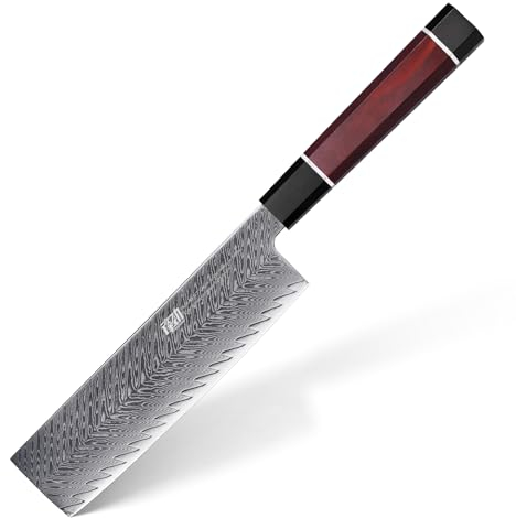 FINDKING 7-Zoll Japanisches Nakiri-Messer, Gerades Gemüsemesser, Rasiermesserscharfes Damast Usuba-Messer, Milk-Street-Chefmesser für effizientes Hacken und Zerkleinern (Samurai-Serie)