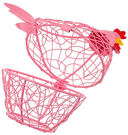 Alipis Hen Shape Basket Iron Wire Kitchen Storage Organizer for Eggs Decorative Multi-function Space-saving Home Accessory