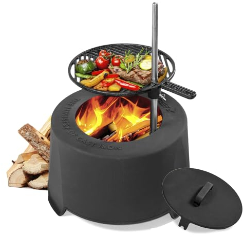 InFire Brasero sin Humos Firefly Premium. Brasero Exterior Jardin, Barbacoa. Quemador de jardín, Grill/Placa, Hierro Fundido para terraza, jardín, 56 x 33 mm, 43 kg
