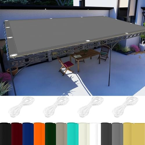 Tenda a Vela Rettangolare Impermeabile 4 x 6 m 98% Protezione UV Tenda a Vela Ombreggiante Telo con Fune per Giardino, Balcone, Piscina, Grigio Chiaro