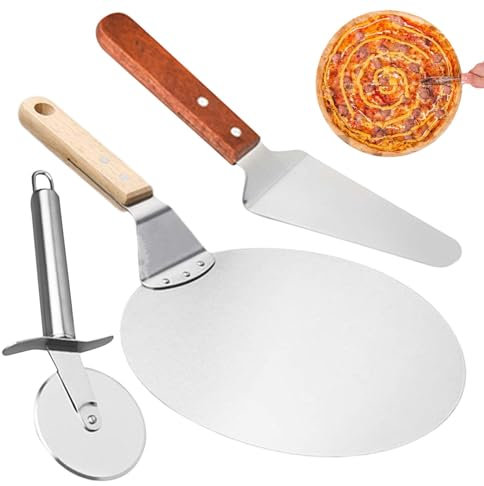 Pizza Oven Accessories Kit, Pizza Peel - 3 Pieces Portable Pizza Baking Tools | Pizza Accessories, Pizza Rocker Cutter, Pi Oven Tools