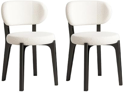 WLCNYL Moderner Schminkstuhl, Frisiertischstuhl mit gebogener Rückenlehne, gepolsterter Schminkstuhl ohne Armlehnen und schwarzen Metallbeinen, für Wohnzimmer und Büro (Farbe: Weiß, Größe: 2 Handv