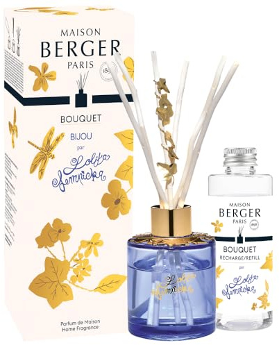 MAISON BERGER Scented Bouquet Lolita Lempicka 100 ml, Violet | Violet Parme reed diffuser, Lolita Lempicka, golden ivy-leaf jewel, no flame, refillable, French elegance