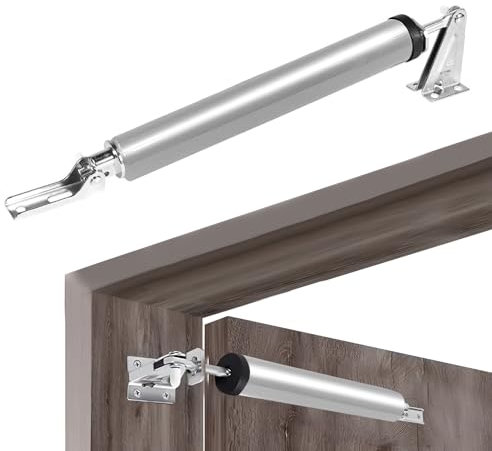 Chiudiporta Automatico,Chiudi Porta Automatico Pneumatica Silenziosa con Velocità di Chiusura Regolabile,Chiusura Porta per Porte Esterne Montaggio a Soffitto o Laterale,Chiudiporta Argento