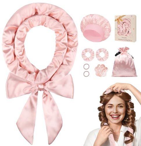 Ystrybo Satin Heatless Overnight Curls, Lockenwickler Über Nacht Locken Ohne Hitze für Volumen Lange Haare, Heatless Curls Band Lockenband - Locken Über Nacht, 8 PCS Lockenwickler DIY Hair Curler Set