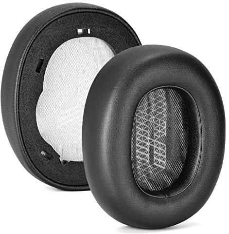 Adhiper Almohadillas de repuesto para auriculares JBL E65 (E65BTNC)/Live 650 (650NC 650BTNC)/Duet NC Over-Ear, almohadillas de piel de proteína más suave, espuma aislante de ruido (negro)