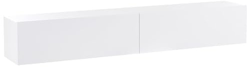 Meuble TV Mural Minimaliste Etagère de Rangement Multimédia 180 cm en Panneau Particules de Bois Blanc Gladstone