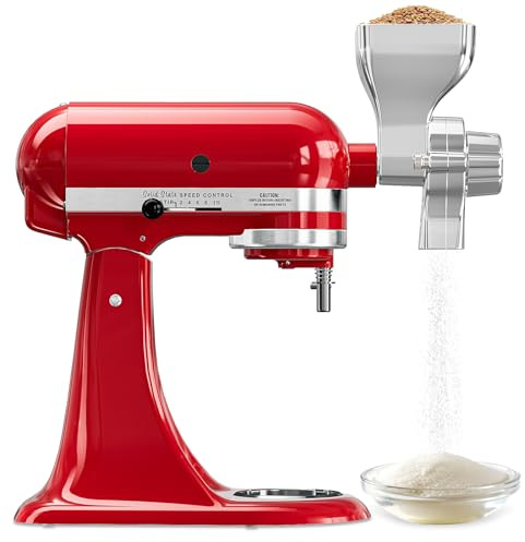 Metal Grain Mill Attachment for KitchenAid Stand Mixer, 12 Gear Adjustable Flour Mill Grain for Kitchenaid, Fit for Wheat, Corn, Oats, Nut