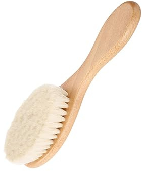 SAFIGLE Gebogene Wollbürste für Bartreinigung und Schnurrbartpflege Widerstandsfähig und Beige für Barbershop und Haushalt