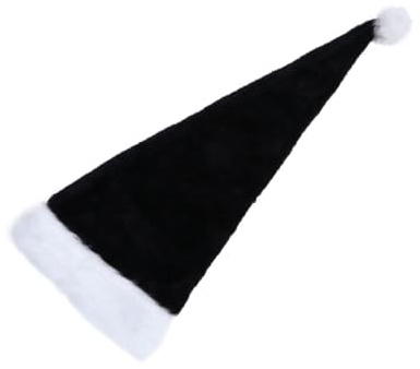 WOFASHPURET Weihnachtsmütze aus Plüsch Schwarz für Erwachsene Groß mit Weihnachtsmann Design für Partykostüme und Feiertage Handwäsche Empfohlen