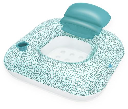 Bestway Schwimmsessel mit Klappkissen 89x87x38 cm – Aufblasbarer Pool Sessel, Wasserliege mit Getränkehalter & Verstellbarer Rückenlehne, Pool Lounge aus robustem PVC für den Sommer