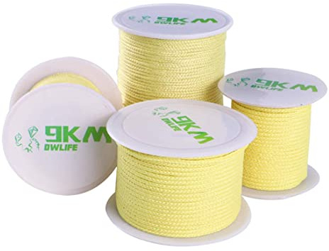 9KM DWLIFE 100% Kevlar Braided Line,Multipurpose Braided Cord Utility Rope Kite line/Camping Cordage/Fishing Tackle Assist/Model Rocket Heat and Cut Resistan