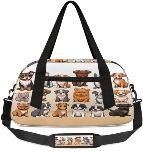 Kinder-Seesack mit schönem Tier-Hundemuster, klein, leicht, Reise-Sporttasche für Jungen und Mädchen, Wochenendtasche, Fitnessstudio, Handgepäcktasche für Schule, Sport, Übernachtung