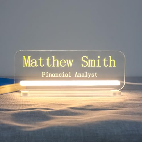 Plaques nominatives lumineuses pour bureau, plaque nominative personnalisée en acrylique pour patron, employé, enseignant, bureau, décoration de porte, accessoires, cadeaux pour homme et femme