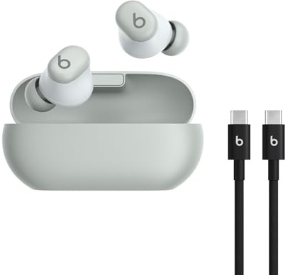 Beats Solo Buds – Écouteurs Bluetooth sans Fil au USB-C Câble tissé (1,5m) - Gris Orage