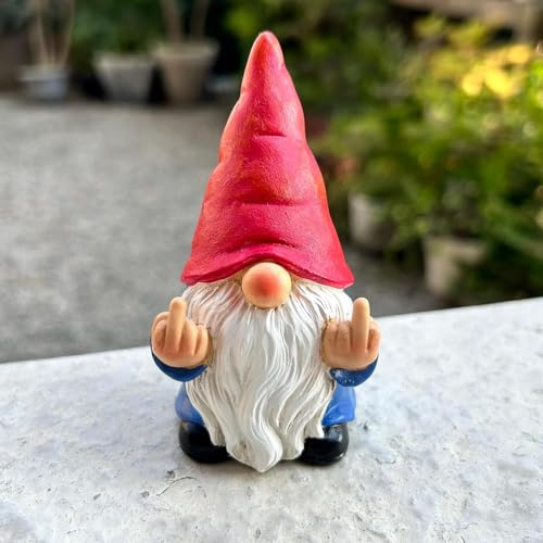 Wichtel Lustig Gartendeko Gartenzwerg für Außen Mittelfinger Gartenzwerge | Balkon Deko Garten Draußen Outdoor Terrassen Zubehör Terassendeko Gartenfiguren Geschenk Gartenstatuen Balkondeko Skulptur
