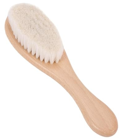 Brosse cheveux bebe, Brosse à cheveux en bois naturel avec poils de chèvre doux, Manche Antidérapant, pour Cradle Cap, garçons et filles, pour enfant et nouveau-né, Cadeau de Naissance