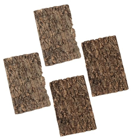 ERINGOGO 4pcs Natural Tree Bark Terrarium Background for Reptile Tanks Substrate Decoration with Wear-resistant Safe Material for Aquarium Turtle Habitat and Lizard Enclosures