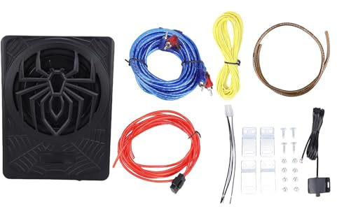 KIMISS 800W 10-tums Slim Under Bil Subwoofer med Inbyggd Förstärkare Ambient Light Kabelsats (APP)