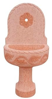 Geosism & Nature Fontana in Pietra con Vasca (Marmo Rosso Verona) per Giardino, 60x40xh135 cm (FO02)