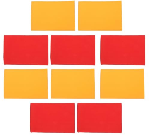 Ciieeo Lot de 10 Brassards Élastiques Rouges et Jaunes en Tissu, Taille, Bandeaux de Capitaine Personnalisables pour Football, Rugby et Sports D’équipe, Accessoire Pratique et Visible