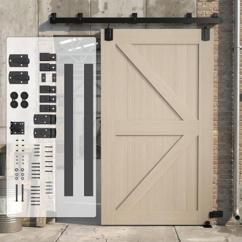 HOMCOM Schiebetür Komplettset bis 200kg 183cm, Schienen, Rohrschellen | Schiebetüren-Beschlagsatz, Kohlenstoffstahl Schiebetürsystem, Türschrauben-Set, UV Schutz, für Einzeltüren, Innen Außen