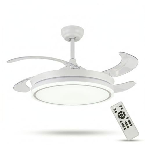 azorex Ventilador de Techo con Luz LED 106 cm, Regulable 3000-6500K, 6 Velocidades, Función Memoria, Modo Verano/Invierno, Temporizador, Bajo Consumo, Motor DC Silencioso (Blanco Mate)
