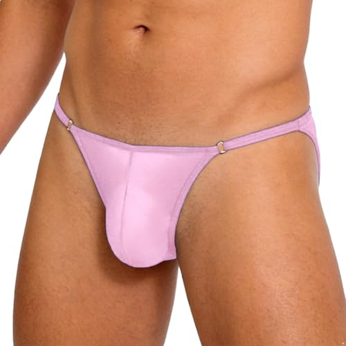 inhzoy herr hipster micro G string triangel slip olja glänsande mikrounderbyxor sträng ouvert öppen gay sissy pouch trosor par spel rosa en storlek