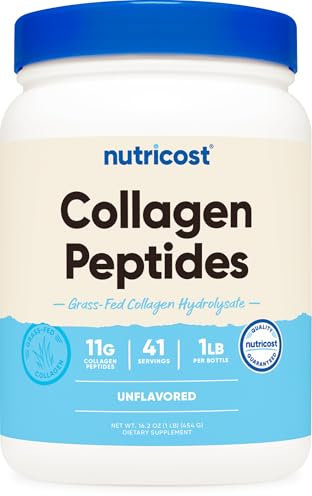 Nutricost Grass-Fed Collagen Powder 1LB (454 G) - Bovine Collagen Hydrolysate (Unflavored) - Collagen Peptides